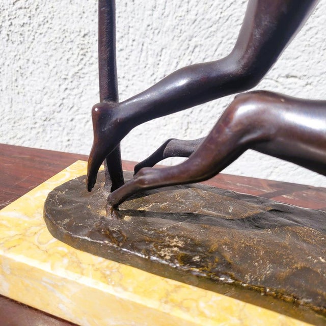 20th Century Man with Antelope in Bronze and Marble For Sale - Image 12 of 18