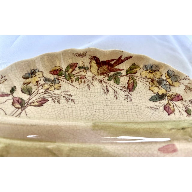 Antique White 1890s English Majolica Shell Shape Asparagus Plate For Sale - Image 8 of 12