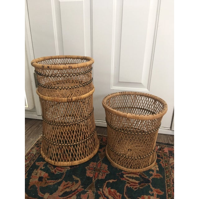 Vintage Boho Cane Planters- A Pair For Sale - Image 4 of 9