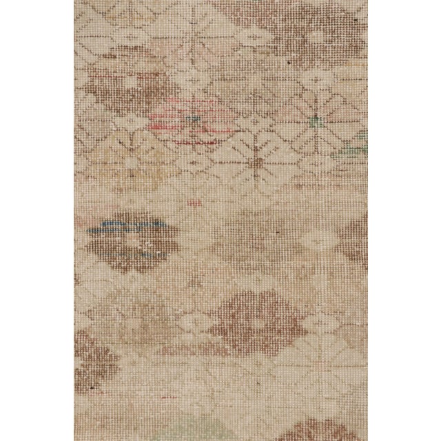 Vintage Distressed Runner Rug, Beige-Brown Geometric Floral Pattern - Rug & Kilim For Sale In New York - Image 6 of 8