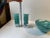Swedish Blue Atoll Art Glass Bowl & Candlesticks by Anna Ehrner for Kosta Boda, 1980s, Set of 3 For Sale - Image 7 of 9