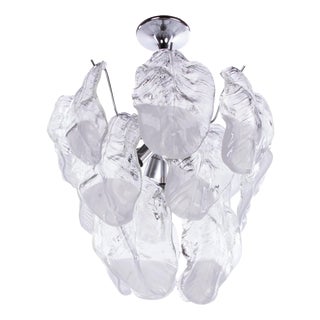 Murano Petals Chandelier Glass and Chrome from Novaresi, Italy, 1970s For Sale