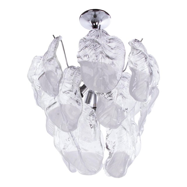 Murano Petals Chandelier Glass and Chrome from Novaresi, Italy, 1970s For Sale