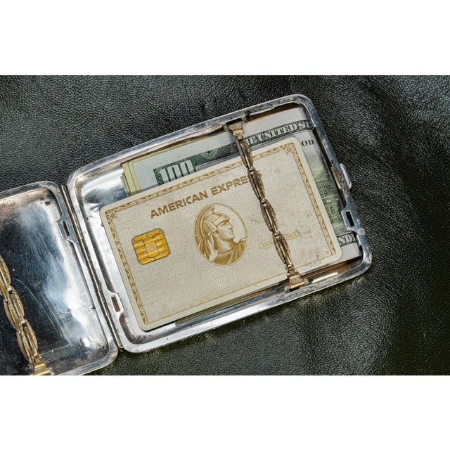 Silver Amazing Ornate Antique Foliate Pattern Sterling Silver Card Cigarette Case For Sale - Image 8 of 13