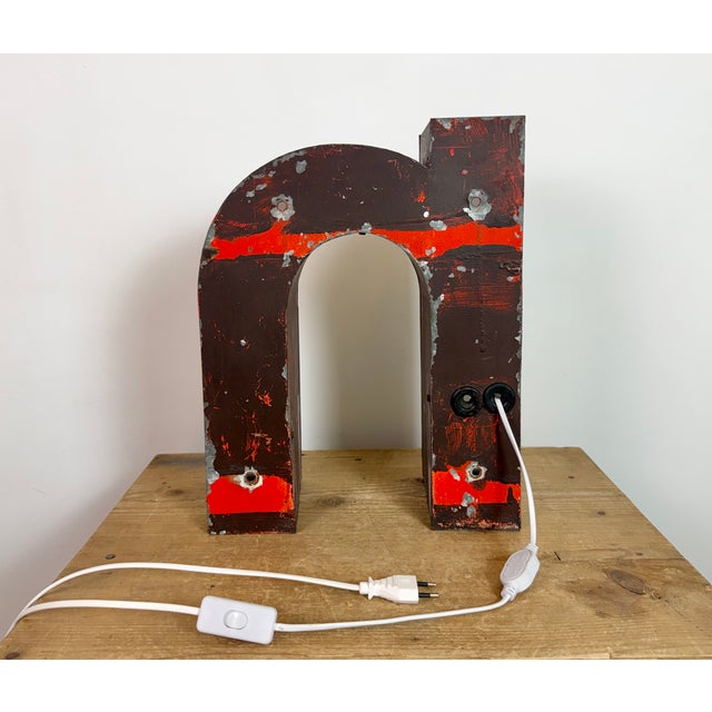 Vintage Illuminated Advertising Letter N, 1960s For Sale - Image 10 of 15
