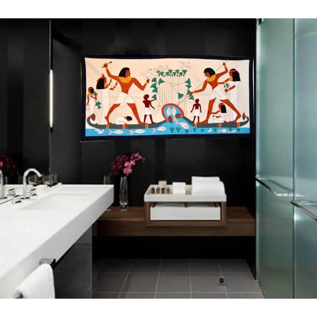 Textile Handmade Egyptian Tapestry Khayamiya Marsh Scene on the Nile For Sale - Image 7 of 12