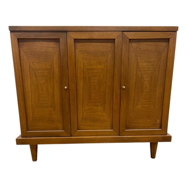 Vintage Mid-Century American of Martinsville Walnut Storage Cabinet Chest For Sale