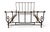 An exceptional and rare vintage wrought iron queen-size sleigh bed frame from the highly collectible Autumn Guild interior...
