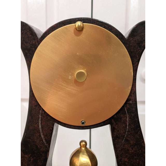 Contemporary Neiman Marcus Wood & Gilt Harp / Lyre Mantle Clock, Made in Italy For Sale - Image 6 of 13