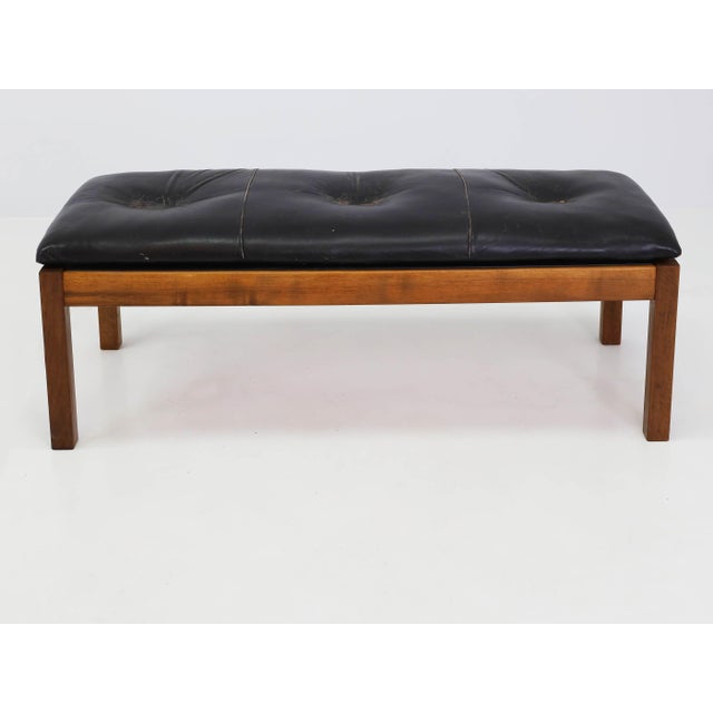 Black Brutalistic Danish Bench with Soft Leather Cushion, Denmark, 1970 For Sale - Image 8 of 10