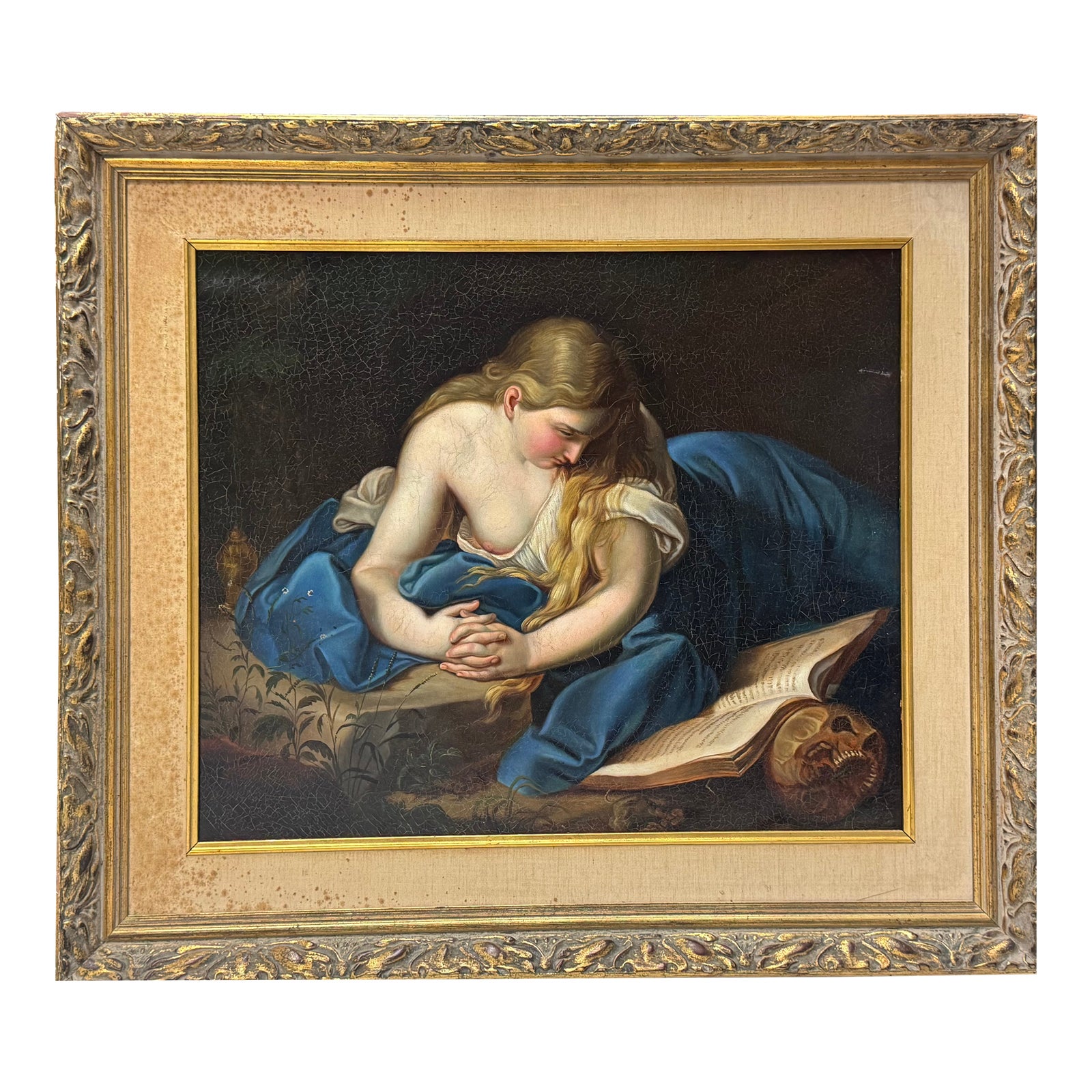 19th Century Oil on Canvas Painting of a Reclining Lady | Chairish