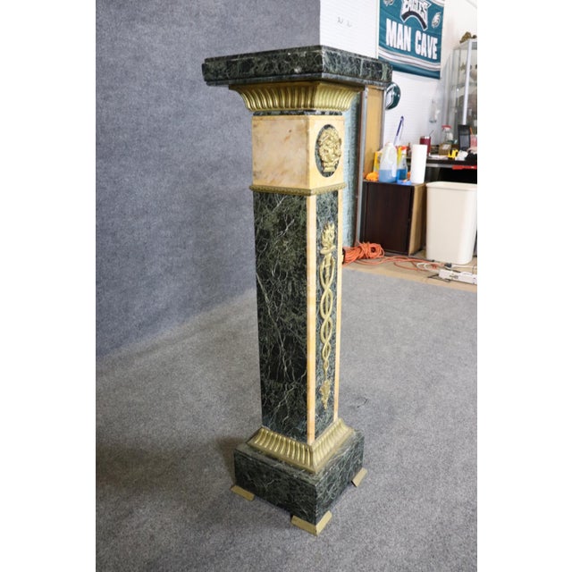 19th C French Louis XV Marble Pedestal With Bronze Figural Accents For Sale - Image 11 of 14