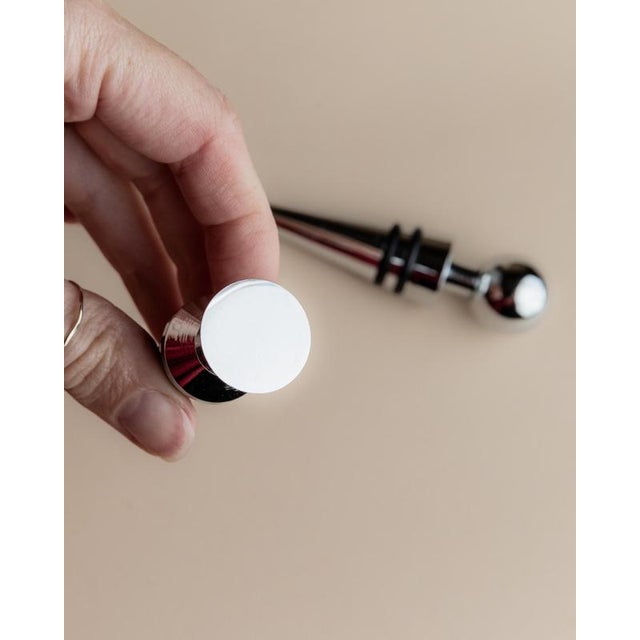 Vintage Geometrical Conical Metal Bottle Stoppers, Italy, 1980s, Set of 2 For Sale - Image 10 of 11