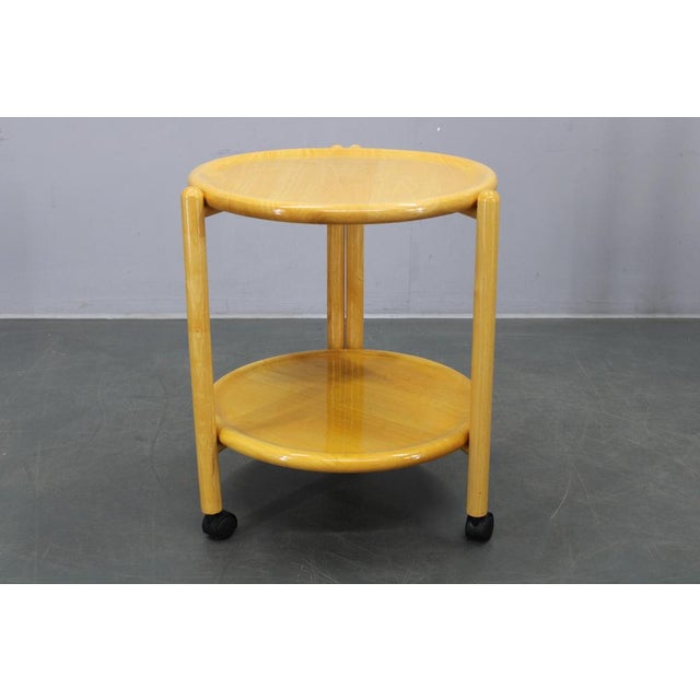 Wood Danish Round Birch Lazy Susan Trolley from Jens Quistgaard, 1970s, Set of 2 For Sale - Image 7 of 14