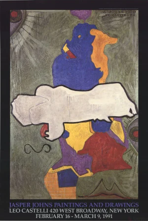 1990 Jasper Johns 'Paintings and Drawings (Green Angel)' Pop Art Multicolor,Blue,Gray Usa Offset Lithograph