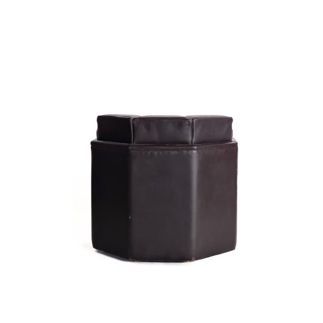 Set of Octagonal Club Chairs in Brown Leather, 1970s For Sale - Image 4 of 15