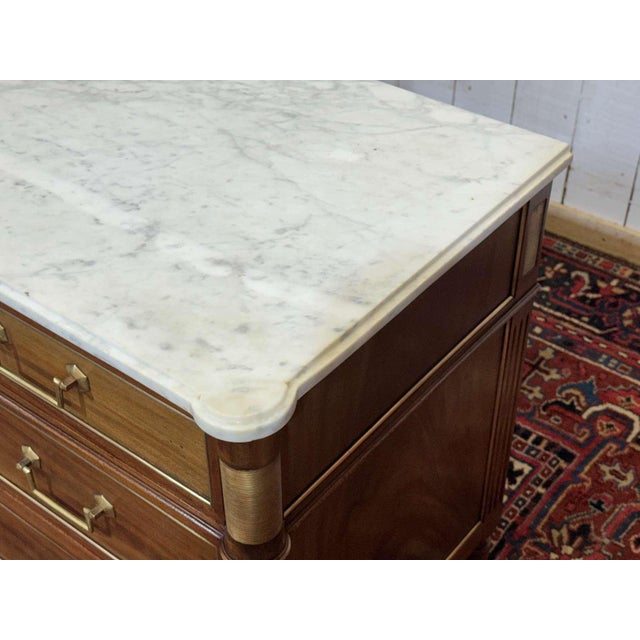 1950s Louis XVI Mahogany Chest of Drawers with Marble Top, 1950s For Sale - Image 5 of 18