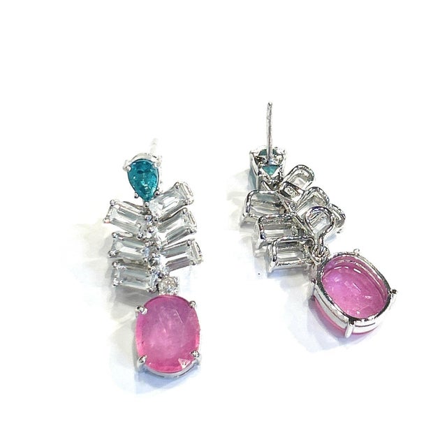 Early 21st Century Bochic "Orient" Vintage Ruby, Topaz & Blue Appetite Earrings 18K Gold & Silver For Sale - Image 5 of 18