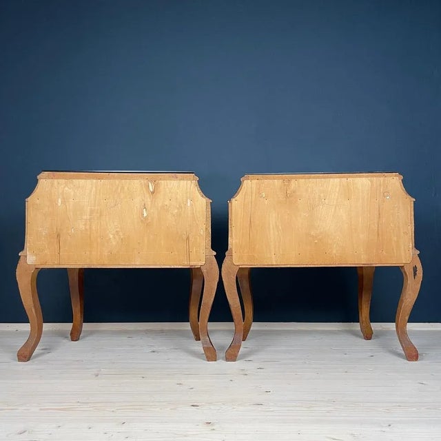Vintage Wood Nightstands, Italy, 1950s, Set of 2 For Sale - Image 12 of 13