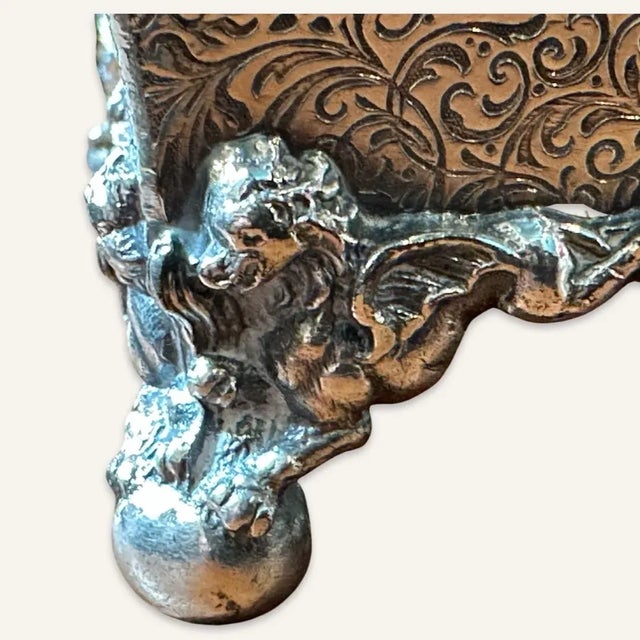 Mid 20th Century Mid 20th Century Silver-Filled Bombe Form Biscuit Box With Cartouche and Bone Finial For Sale - Image 5 of 6