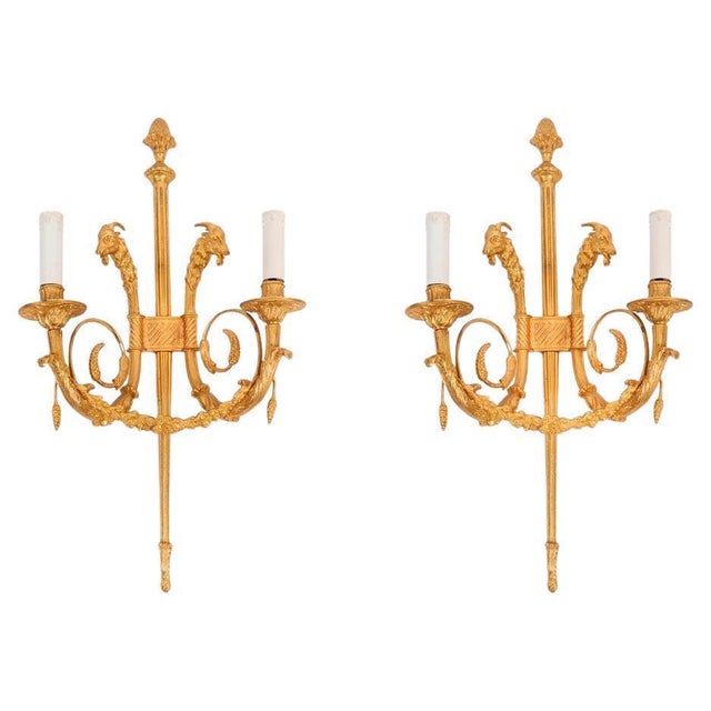 Antique French Neo-Classical Ormolu Wall Lights, 1800s, Set of 2 For Sale - Image 12 of 12
