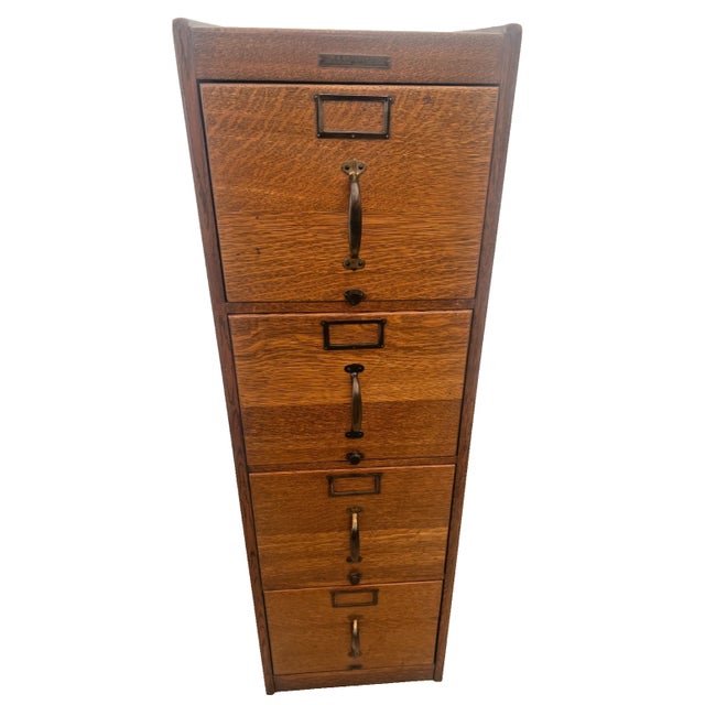 Gorgeous Rare 1905c Antique H.S. Crocker San Francisco File Cabinet with Four Smooth Gliding original hardware Drawers,...