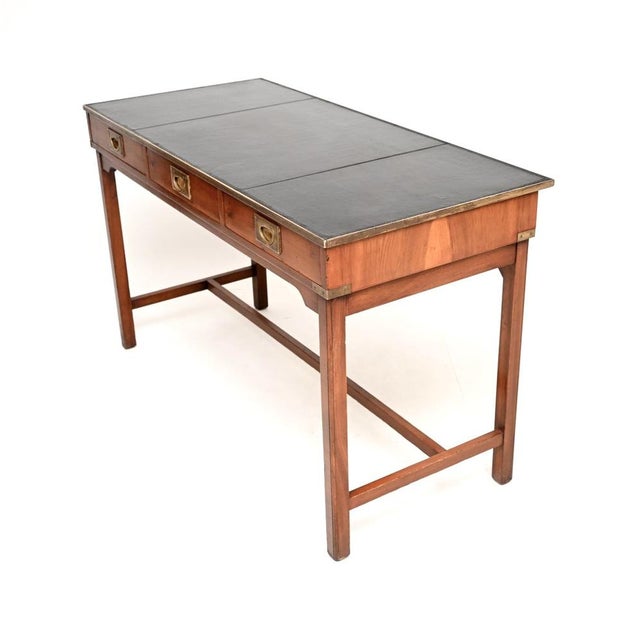 Vintage Military Campaign Desk in Yew Wood, 1950s For Sale - Image 4 of 11