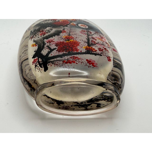 Oversize Inside Painted Snuff Bottle With Spring Blossoms For Sale - Image 10 of 12