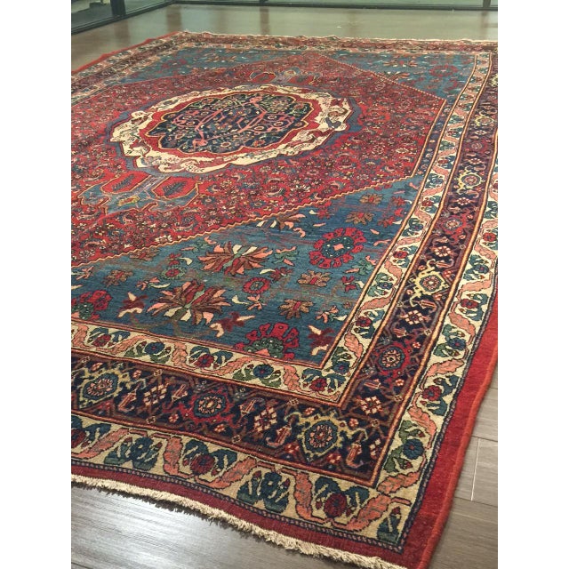 19th Century Antique Red Bidjar Rug 7'9 X 12'2 For Sale - Image 5 of 5