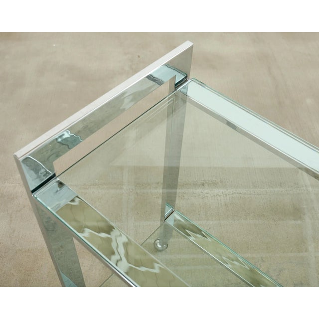 Milo Baughman Style Mid-Century Chrome Two Tier Bar Cart For Sale - Image 10 of 17