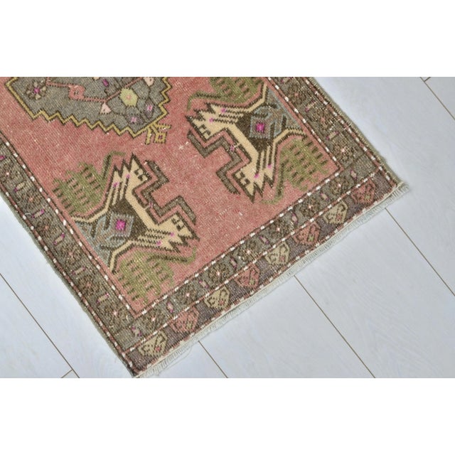 Tribal 1960s Hand Knotted Neutral Mini Rug For Sale - Image 3 of 6