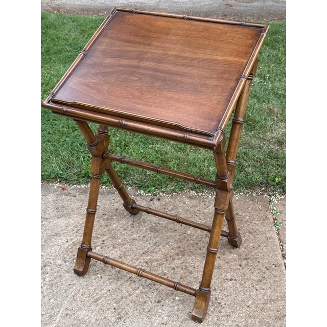 English Vintage Faux Bamboo Style Wooden Lectern Library Book Display Stand For Sale - Image 3 of 11