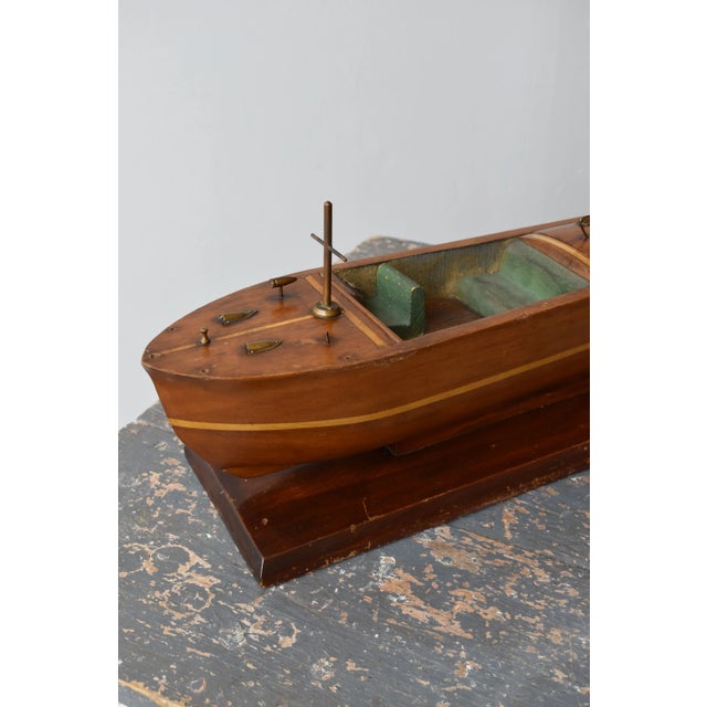 Vintage Handmade Wood Runabout Speedboat Sculpture / Storage Box, Circa 1940s. Handmade speedboat model sculpture with...