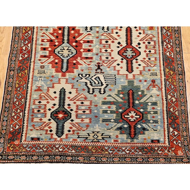 Caucasian Shirvan Area Rug, Handwoven Wool, Allover Geometric Design, 1920s, 4' x 6' For Sale - Image 14 of 18