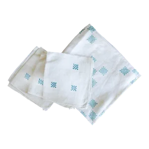 Small Vintage Linen Green Check Luncheon Tablecloth and Napkins