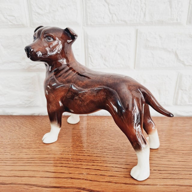 Vintage Staffordshire Bull Terrier in Porcelain For Sale - Image 4 of 12