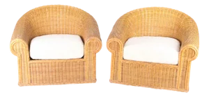Set of Wicker Bergere Chairs
