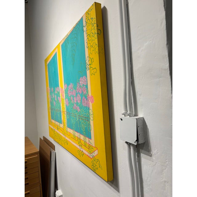Vintage Bright Floral Acrylic Painting on Canvas by Molly Schiff For Sale - Image 4 of 4