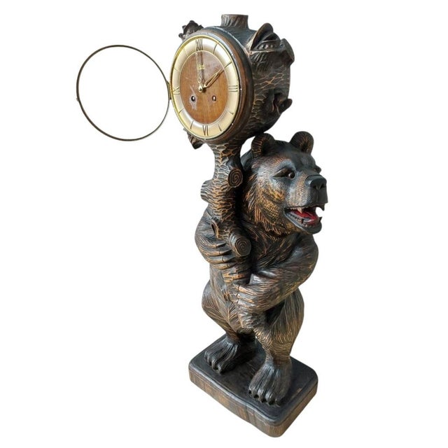 Metal Large Black Forest Bear Clock, 1955 For Sale - Image 7 of 15