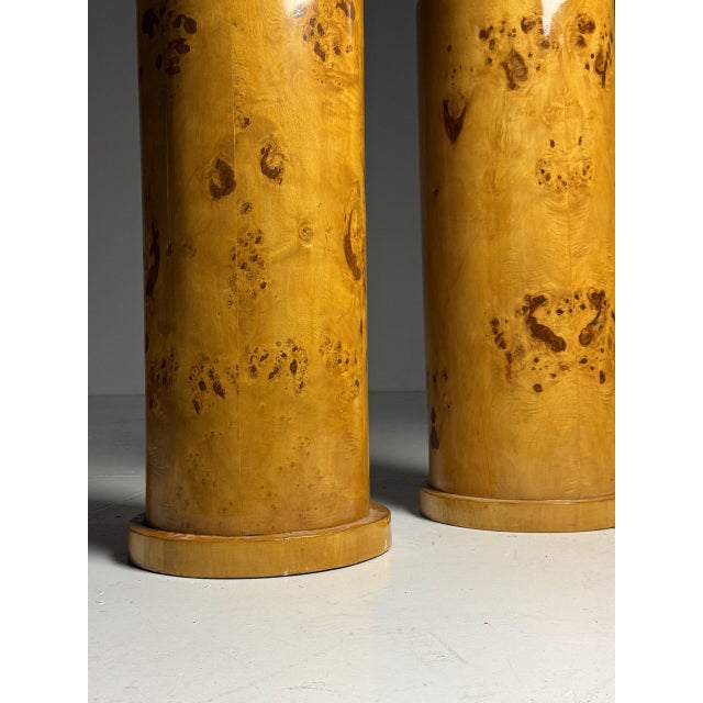 20th Century Burr Wood Veneered Columns, Set of 2 For Sale - Image 11 of 15