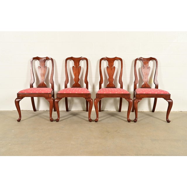 Henkel Harris Queen Anne Solid Cherry Wood Dining Chairs, Set of Four For Sale - Image 13 of 13