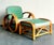 Vintage 1950s Beverly Hills Rattan Lounge Chairs and Ottoman For Sale - Image 10 of 12