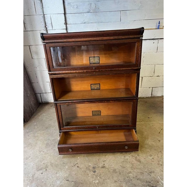 Early 20th Century Globe -Wernicke Antique Tiger Oak Five Stacking Bookcase/ Lawyer Bookcase For Sale - Image 11 of 18