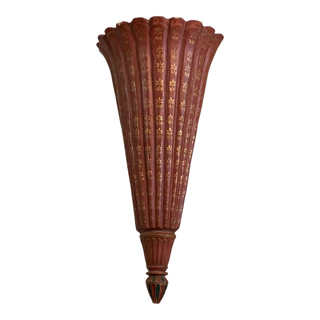 A Large Polychrome Carved Wood Wall Pocket For Sale