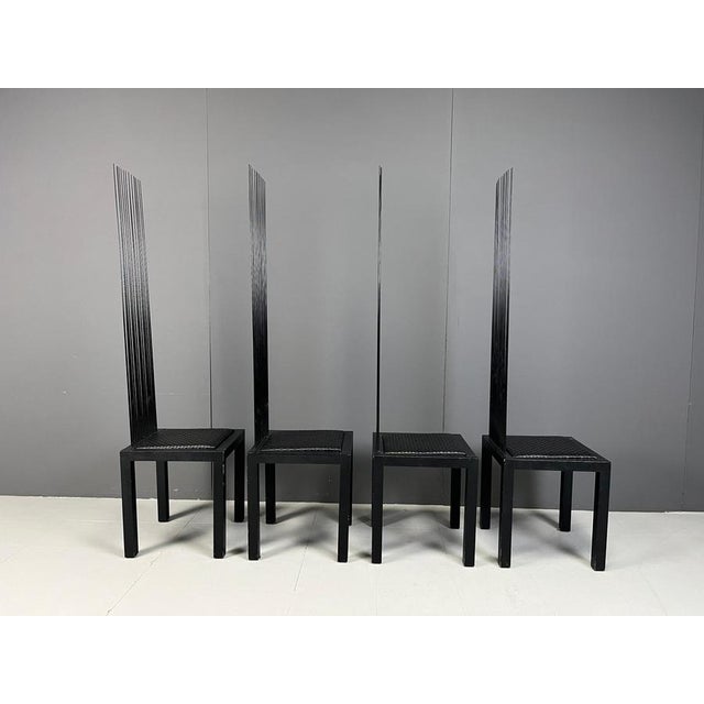 Vintage High-Back Dining Chairs, 1980s, Set of 4 For Sale - Image 9 of 12