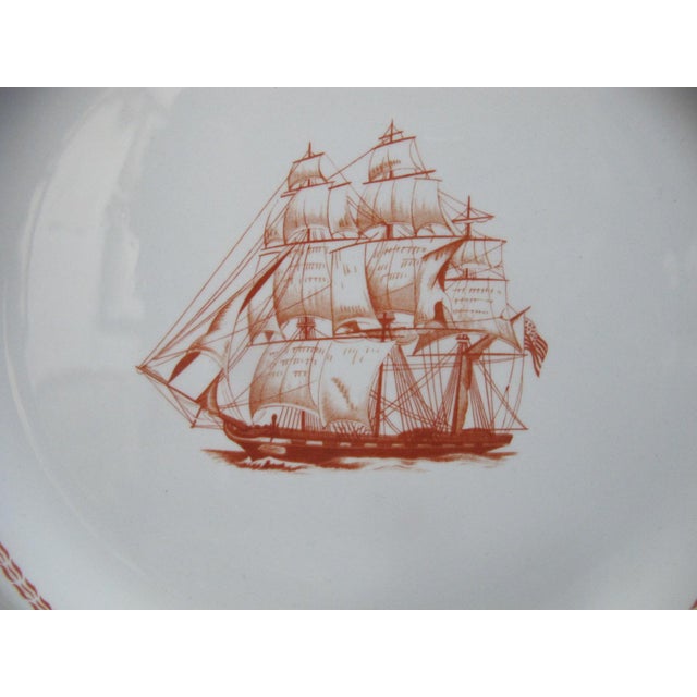 Early 20th Century Spode Copeland England Red Trade Winds George of Salem 8" Salad Plate Pair For Sale - Image 5 of 6