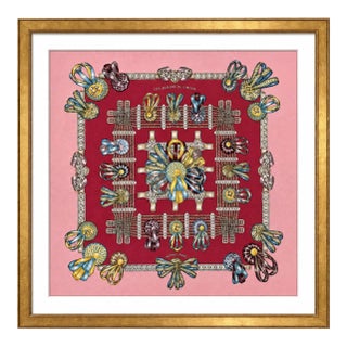 Hermes Rubans Du Cheval Framed Vintage Silk Scarf 33" For Sale