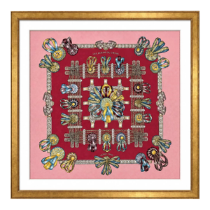 Hermes Rubans Du Cheval Framed Vintage Silk Scarf 33"