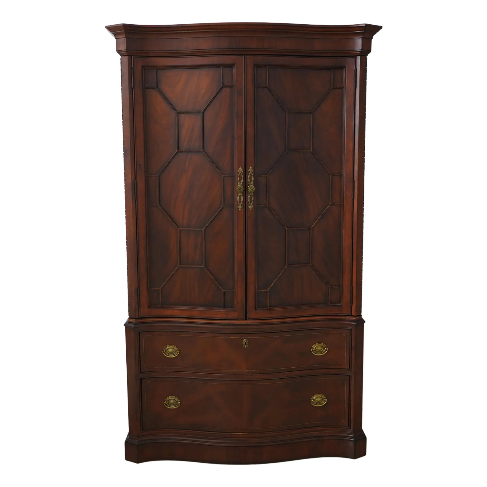 American Drew Chippendale Mahogany Bedroom Armoire | Chairish