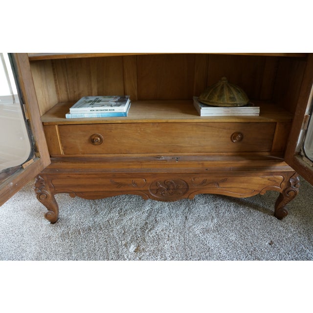 Antique French Rococo Glass Door Armoire For Sale - Image 9 of 11